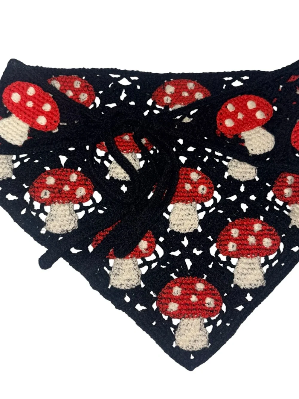 Crochet Bandana Hair Scarf mushrooms Knitted Head Kerchief Headband Headwrap